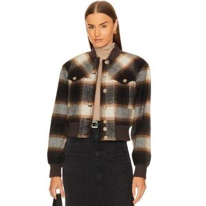 Veronica Beard Brown Plaid Bomber Jacket size 10